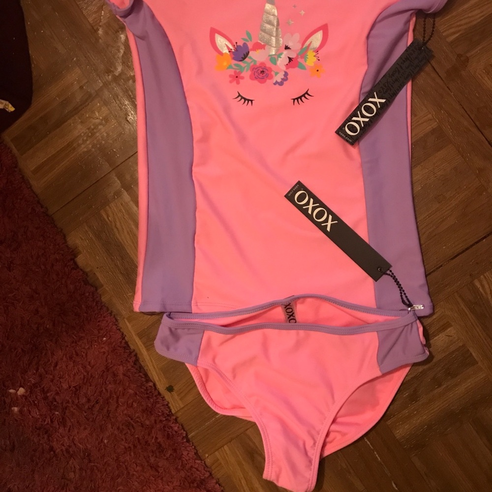 Xoxo Pink Unicorn Swimsuit Top & Buttom
